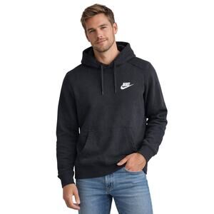 Nike Black Pullover Hoodie Swoosh Logo Kangaroo Pocket Size L